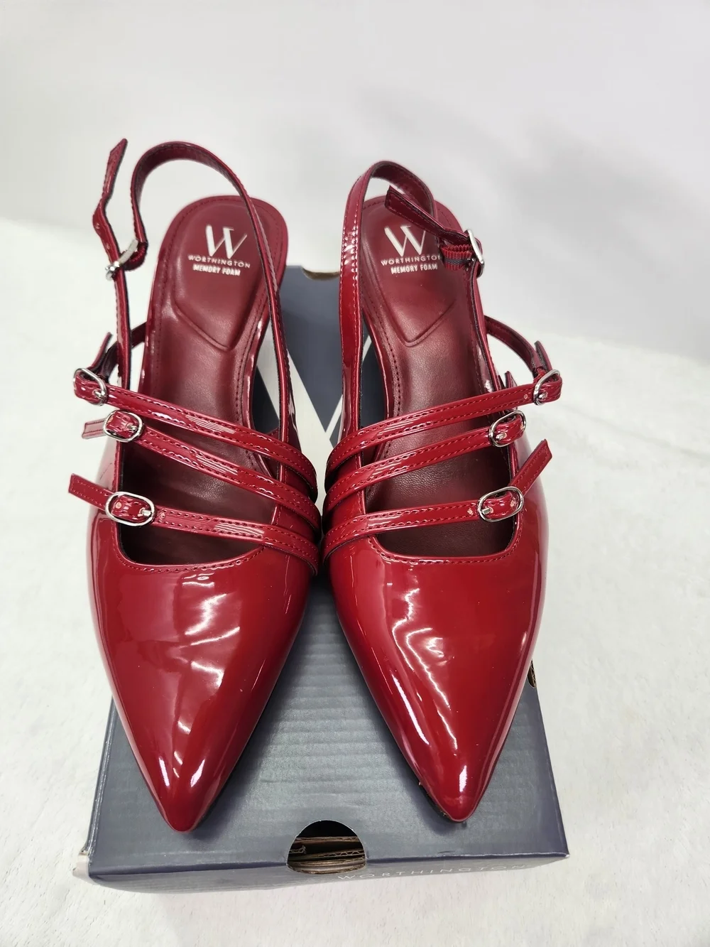 Worthington Burgundy Pointed Closed Toe Kitten Heel Pumps Size 7